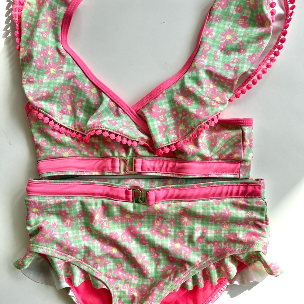 River Island Kids size 9/10 Swimwear Set - Pink and Green Floral